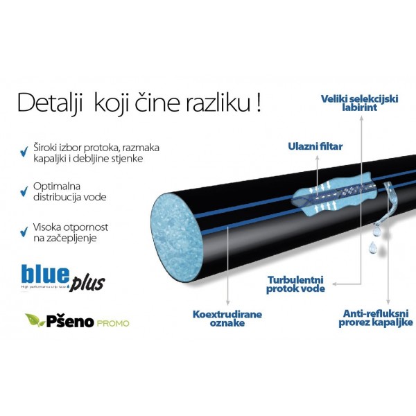SAB MagoTape Blue Plus csepegtető szalag, 20cm oszt (500m/tek)