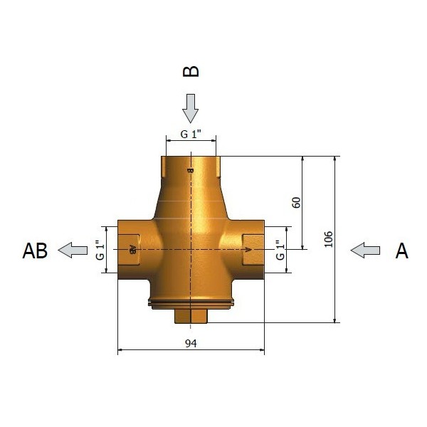 TSV3B - DN25-45°C-os kazánvédő termosztatikus szelep